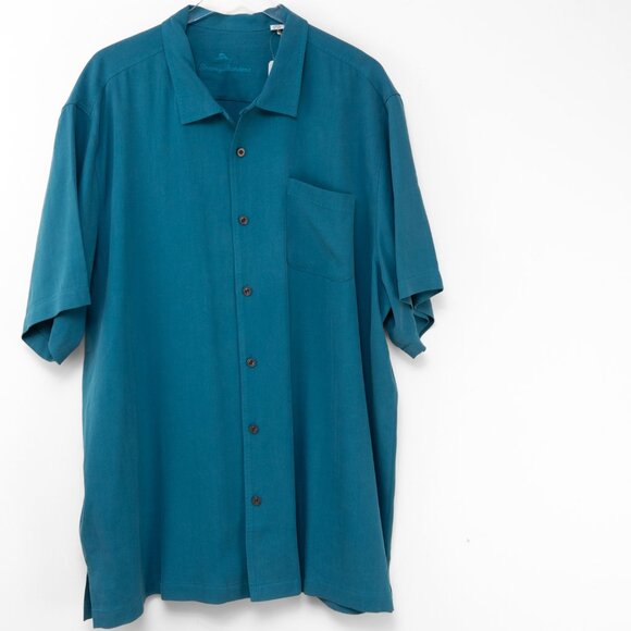 Tommy Bahama Other - Tommy Bahama Silk Camp Shirt Hawaiian Herringbone Seagrove Blue Size 2XL NWT